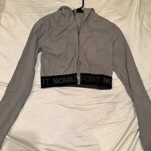 Sports cropped hoodie in grey